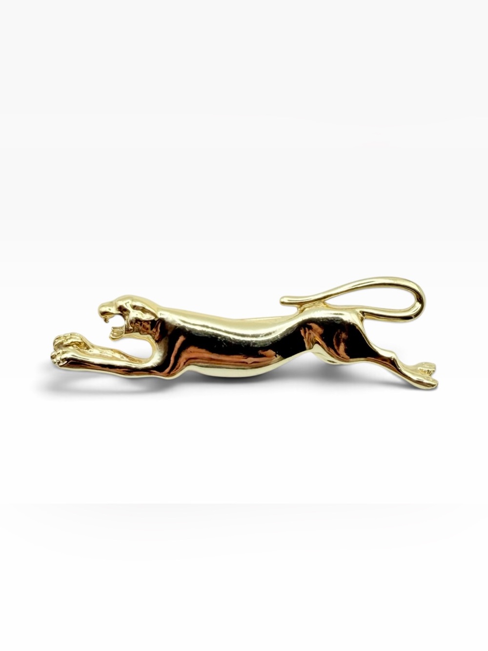 Vintage 1980s Gold Tone Leaping Panther Brooch Pin